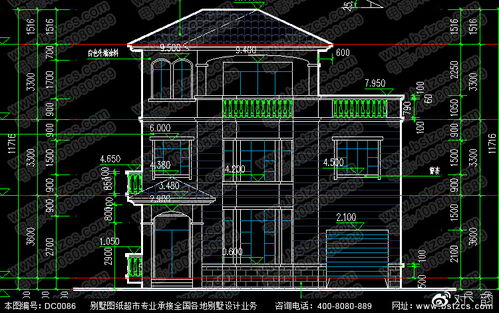 三层单体别墅建筑设计效果图及施工图